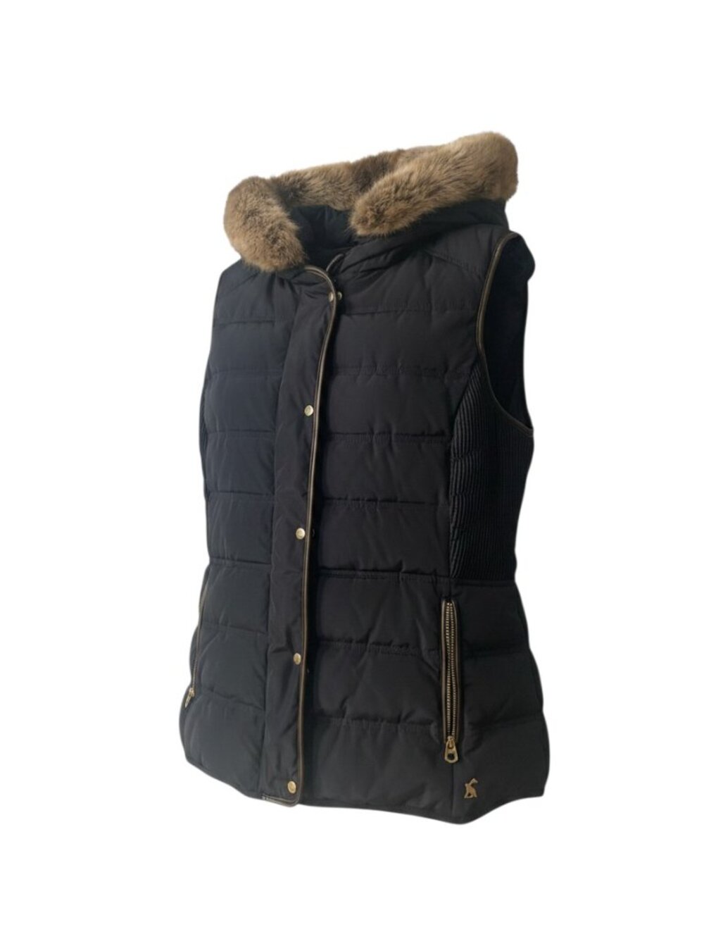Joules Puffer Vest Faux Fur Trimmed Hood Women's Size 12 NWOT